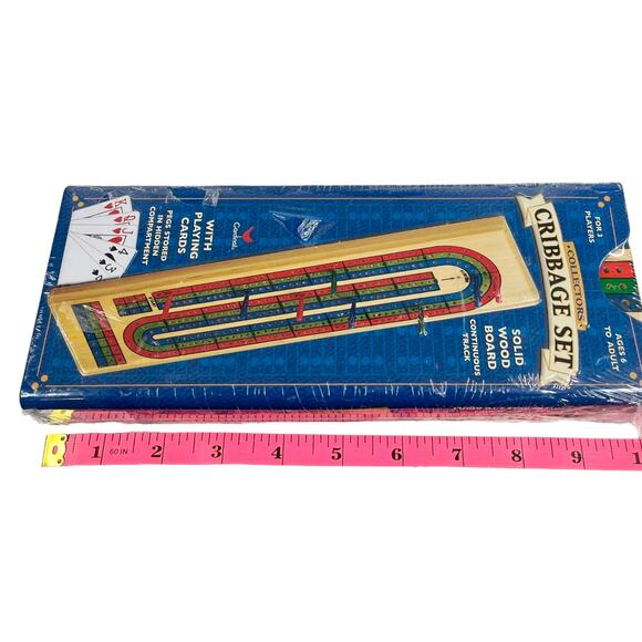 Deluxe Cribbage Set Metal Box Solid Wood BOARD GAME 3 Player Track Playing Cards - Picture 4 of 6